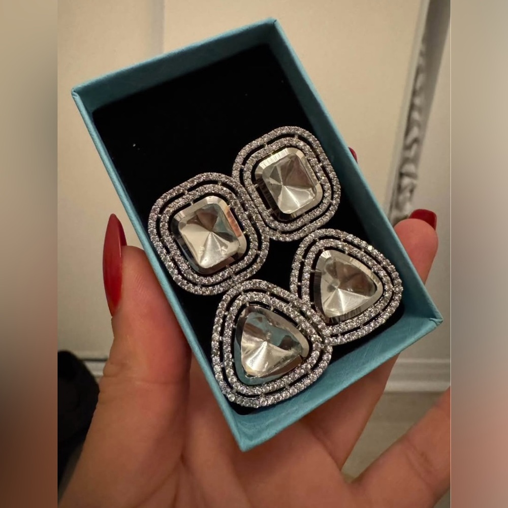 Elegant Silver Crystal Earrings